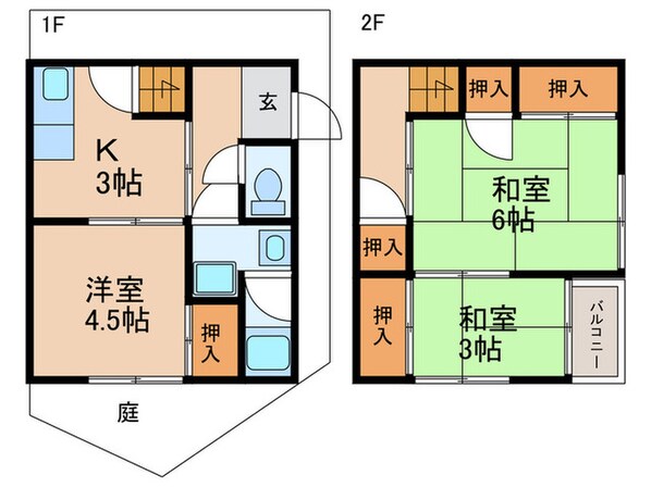 東五百住町貸家西側の物件間取画像